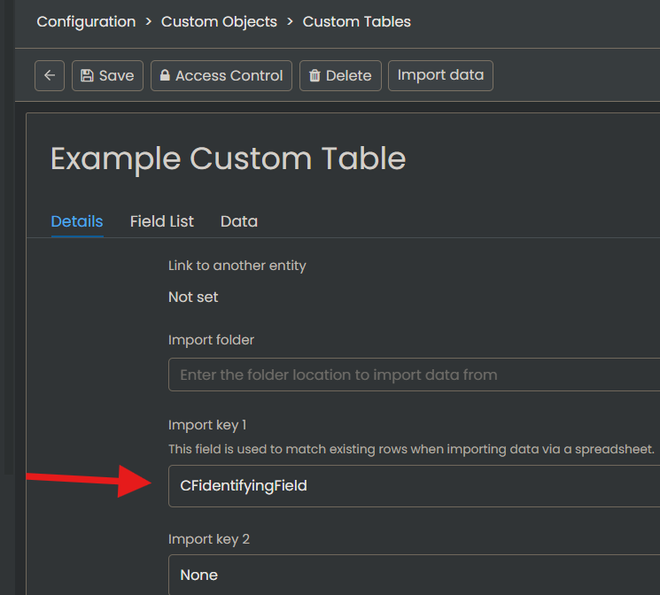 Import Key Configuration